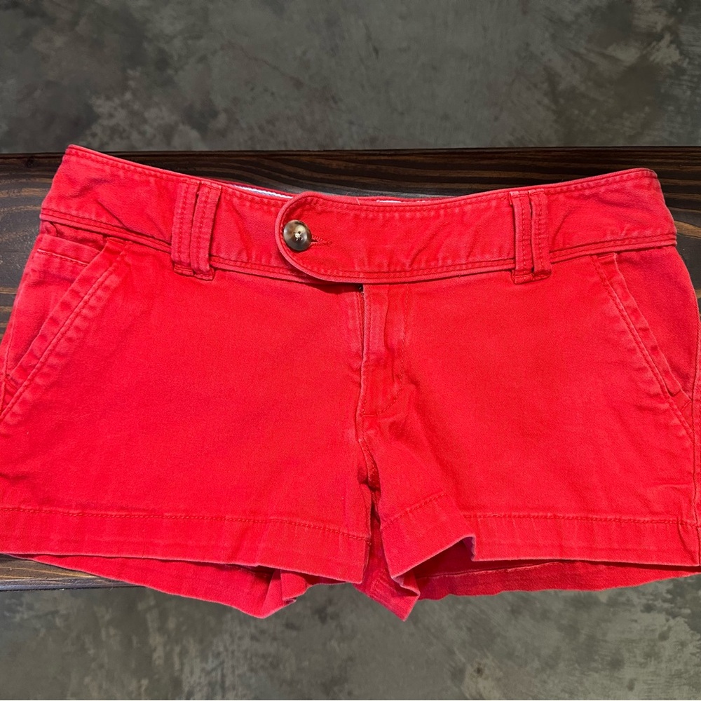 Red Camel Bright Red Low-Rise Jean Shorts